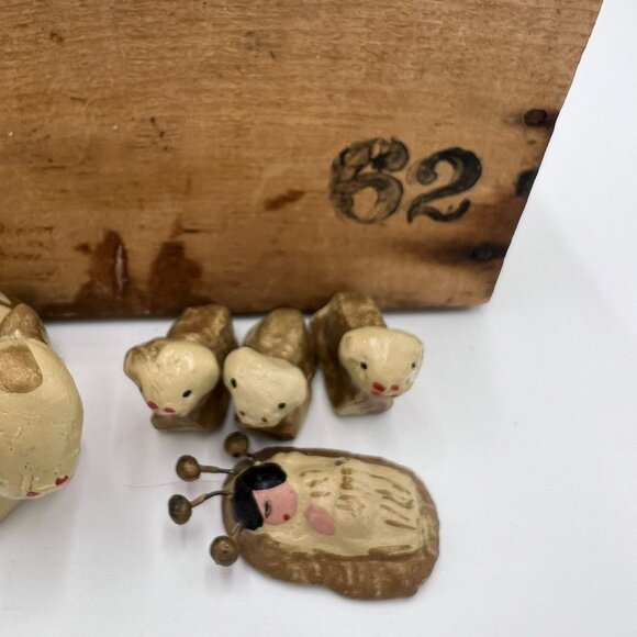 Vtg  Mexican Folk Art Clay Pottery Christmas Nativity Set 13 Pieces Tonala Style - Picture 5 of 6